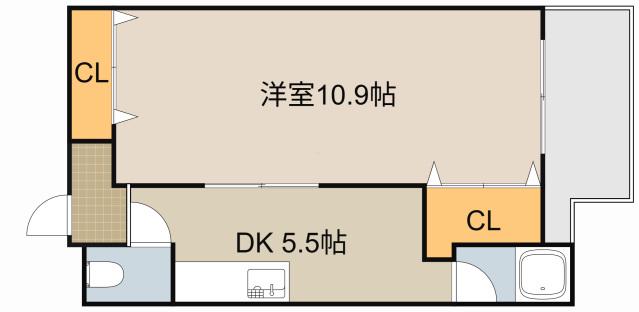 本町ビル(1DK/2階)の間取り写真