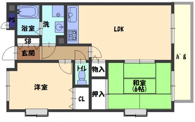 グレイシィーK.Y(2LDK/3階)の間取り写真