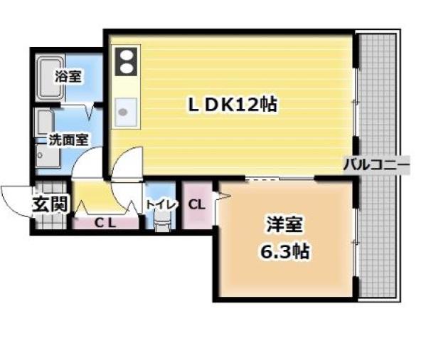 クリエオーレ石原町(1LDK/2階)の間取り写真