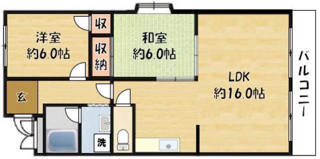 ルミエール(2LDK/3階)の間取り写真