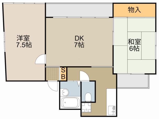 UEDAビル(2DK/4階)の間取り写真
