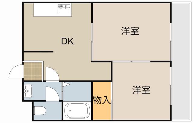 アフルエンス(2DK/5階)の間取り写真