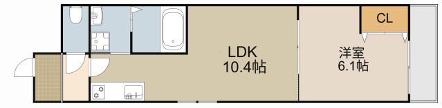 フジパレス萱島信和町2番館(1LDK/1階)の間取り写真