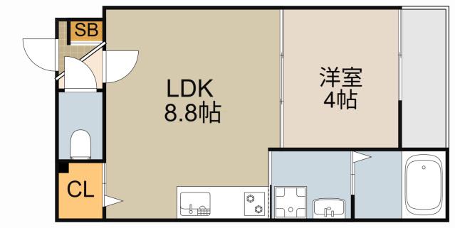 LIX大和田駅前(1LDK/1階)の間取り写真