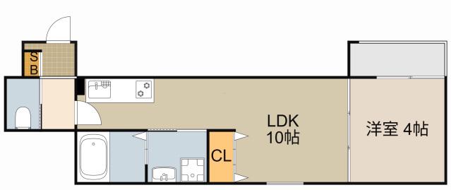 LIX大和田駅前(1LDK/4階)の間取り写真