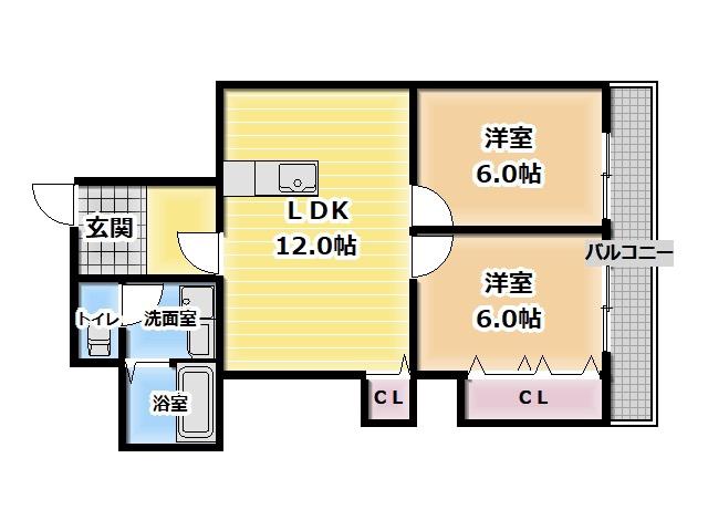 中村マンション(2LDK/3階)の間取り写真