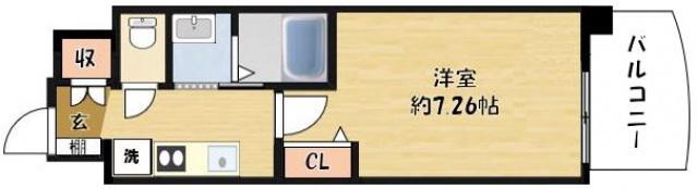 LUXE門真(1K/3階)の間取り写真