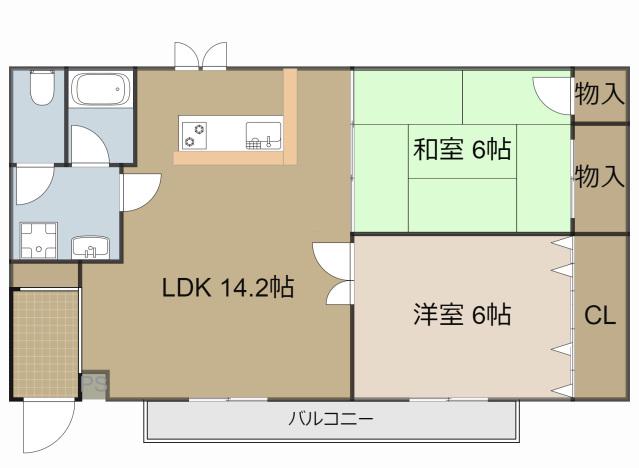 スカイコートⅠ(2LDK/2階)の間取り写真