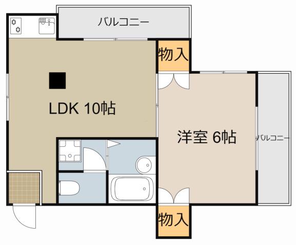 シャルマン香里(1LDK/1階)の間取り写真