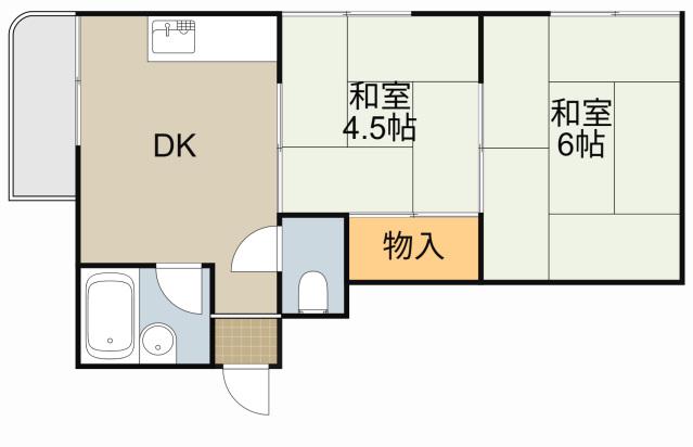 プチメゾン香里園(2DK/2階)の間取り写真