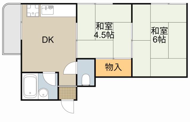 プチメゾン香里園(2DK/1階)の間取り写真
