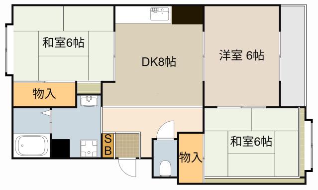 ハピネス西口2(3LDK/1階)の間取り写真