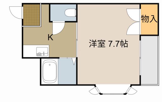 シェルコート(1K/2階)の間取り写真