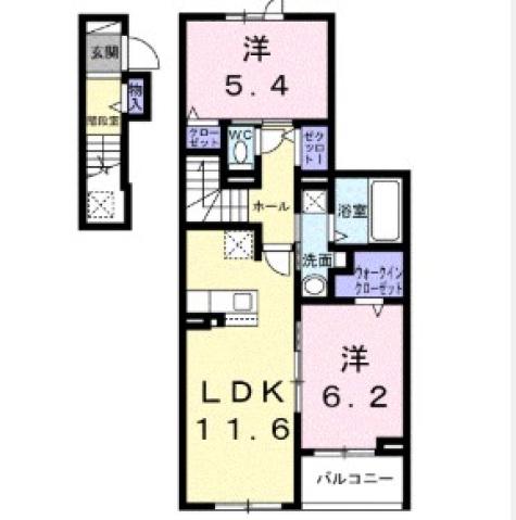 ソレアード コート(2LDK/2階)の間取り写真