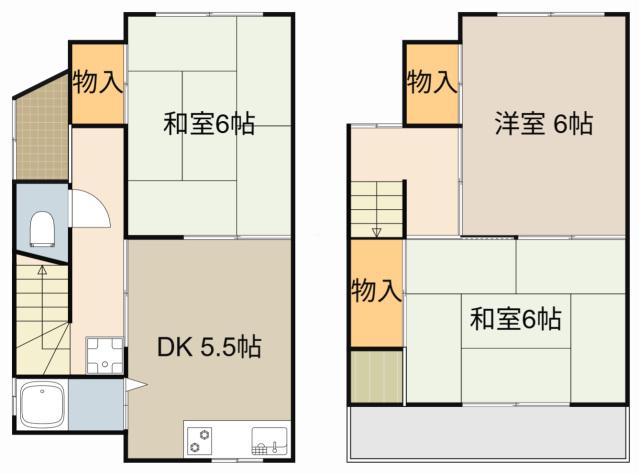 京阪電気鉄道京阪線 大和田駅(大阪) 徒歩15分 2階建 築50年(3DK)の間取り写真