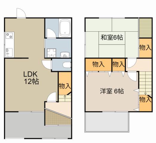 京阪電気鉄道京阪線 大和田駅(大阪) 徒歩25分 2階建 築53年(2LDK)の間取り写真