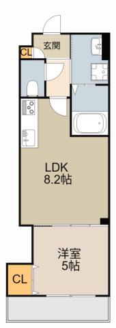 クリエオーレ大池町Ⅱ(1LDK/3階)の間取り写真