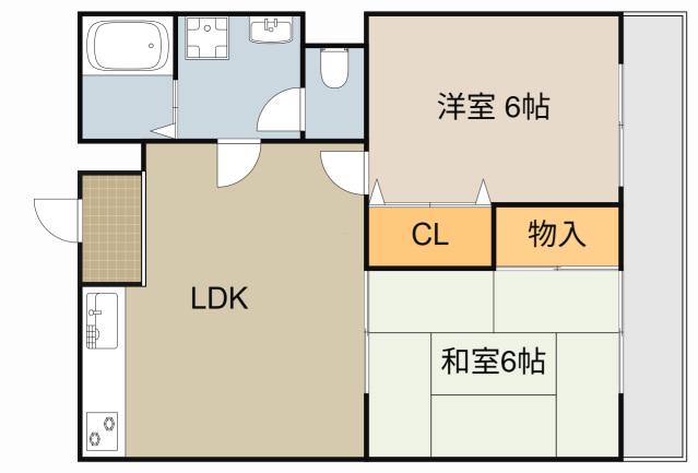 コンフェリア秦(2LDK/3階)の間取り写真