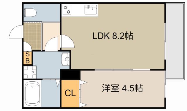 TIO ALBA(1LDK/2階)の間取り写真