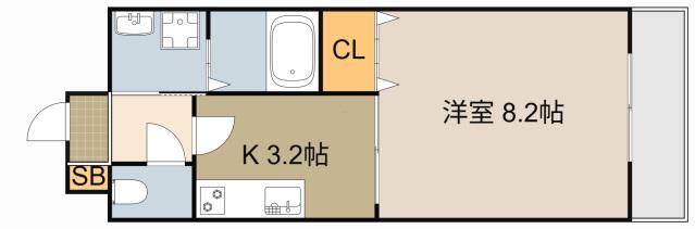 アンプルールクラージュアミティエ(1K/2階)の間取り写真
