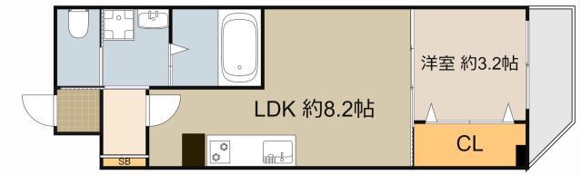 シャンブル門真南(1LDK/4階)の間取り写真