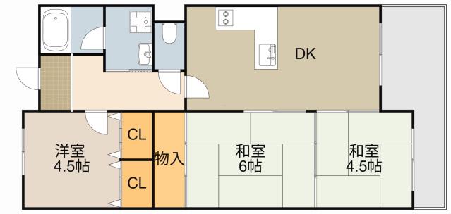長楽ビル(3DK/8階)の間取り写真