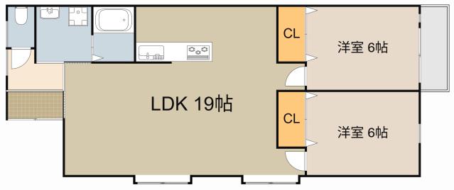 LIEN CREST高柳(2LDK/2階)の間取り写真