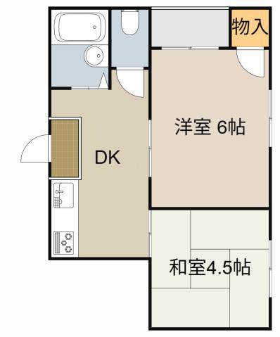 下木田マンション(2DK/2階)の間取り写真