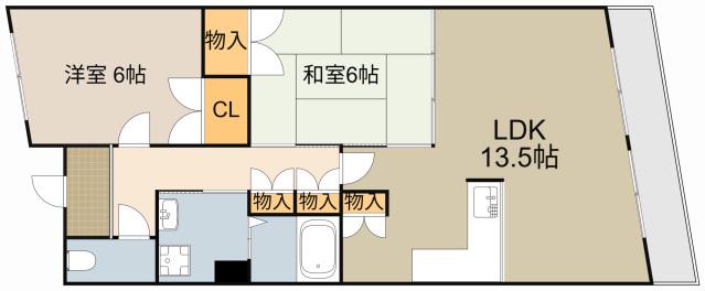 フリーディオ門真Ⅱ(2LDK/2階)の間取り写真
