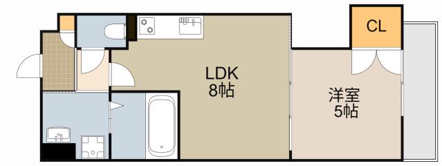 ラモーナ野里町(1LDK/2階)の間取り写真