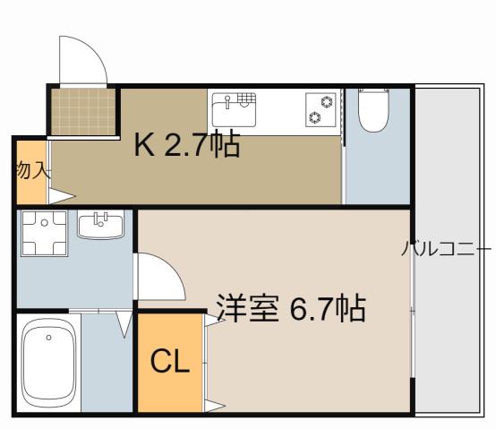 アトリエカーサ守口(1K/3階)の間取り写真