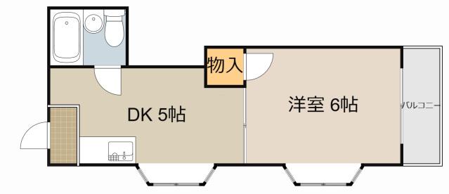ロータリーマンション萱島(1DK/4階)の間取り写真