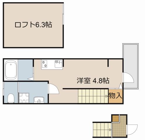 あんしん石津南町08‐4005(ワンルーム/2階)の間取り写真