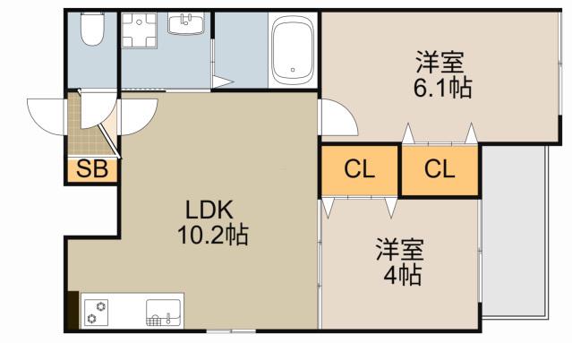 プレミア大日(2LDK/3階)の間取り写真