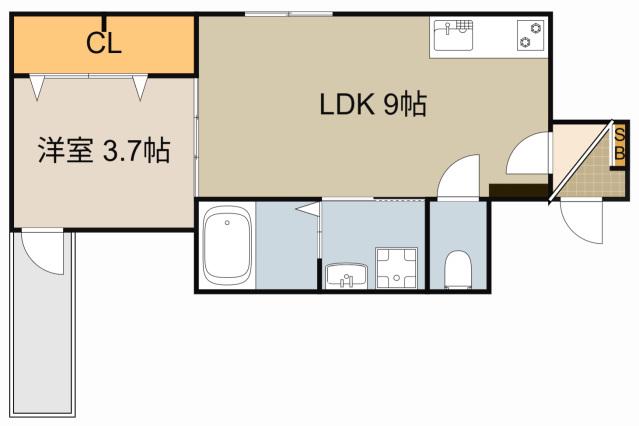 プレミア大日(1LDK/1階)の間取り写真