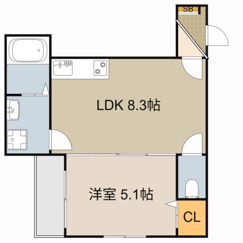 プレミア大日(1LDK/1階)の間取り写真