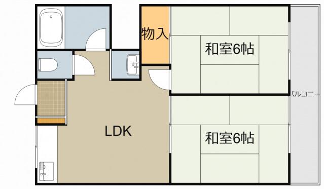 橋爪ビル(2LDK/3階)の間取り写真