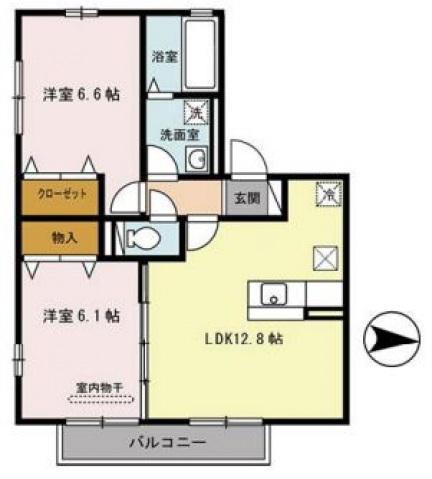 フルール(2LDK/2階)の間取り写真