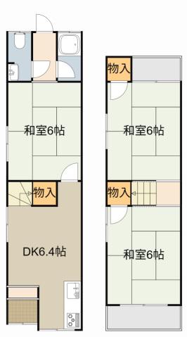 京阪電気鉄道京阪線 大和田駅(大阪) 徒歩9分 2階建 築51年(3DK)の間取り写真