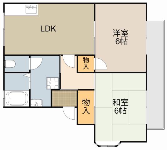 ロイヤルワールド88(2LDK/2階)の間取り写真
