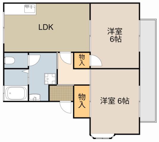 ロイヤルワールド88(2LDK/2階)の間取り写真