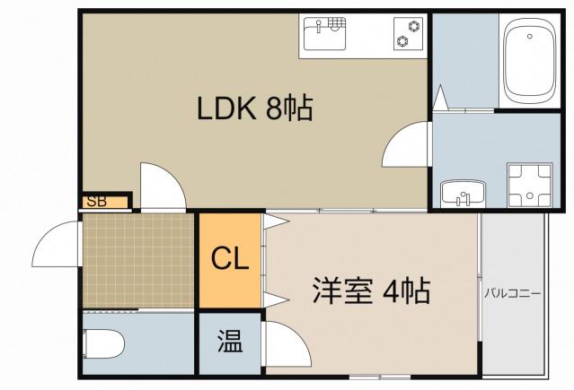 KVELL GARDEN 香里Ⅱ(1LDK/1階)の間取り写真