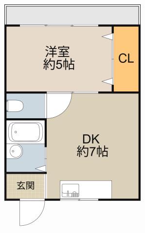 宮前ハイム(1DK/4階)の間取り写真