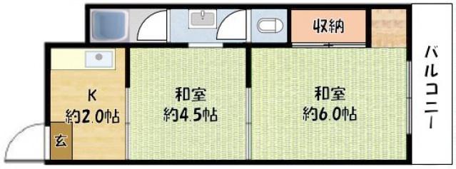 藤田マンション(2DK/4階)の間取り写真