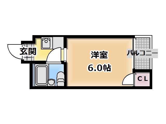 バードヒル古川橋(1K/3階)の間取り写真