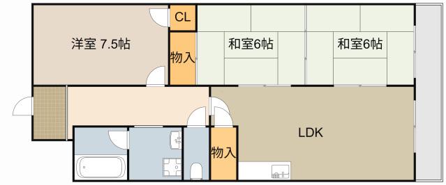 パープルソシア(3LDK/2階)の間取り写真