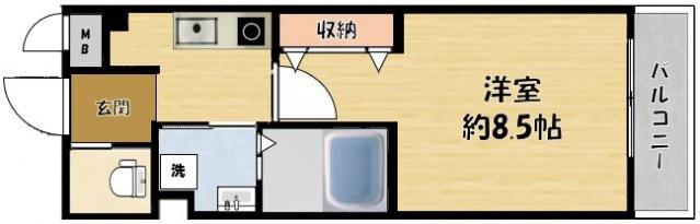 SUN RICHE(1K/1階)の間取り写真