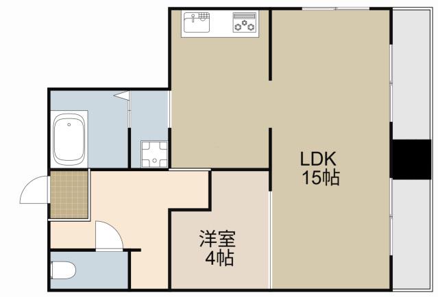 朝日マンション(1LDK/1階)の間取り写真