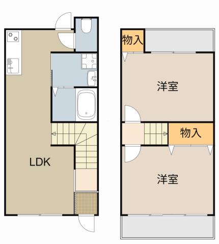 大阪市長堀鶴見緑地 門真南駅 徒歩11分 2階建 築49年(2LDK)の間取り写真
