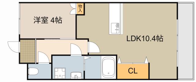 ガーデニングヒルズ門真南(1LDK/4階)の間取り写真